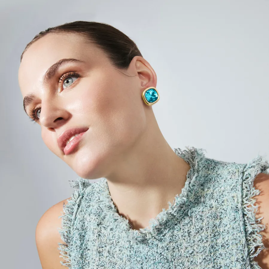 Pendientes de Cristal Azul acabado en oro amarillo de 18k - Casis