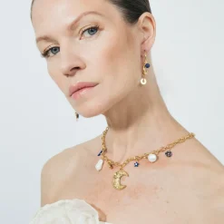 Pendientes de Cristal Azul acabado en oro amarillo 18k - Gud