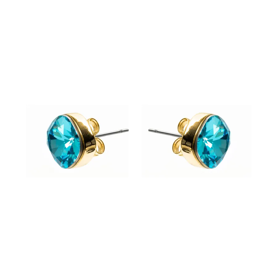 Pendientes de Cristal Azul acabado en oro amarillo de 18k - Kibuki