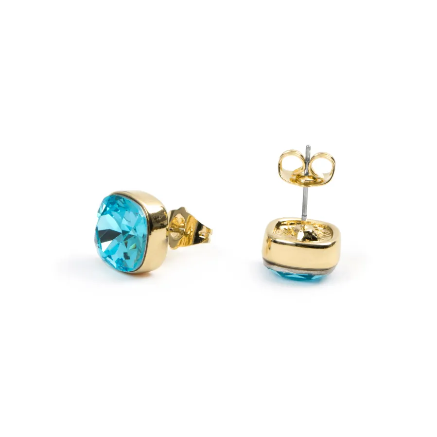 Pendientes de Cristal Azul acabado en oro amarillo de 18k - Kibuki
