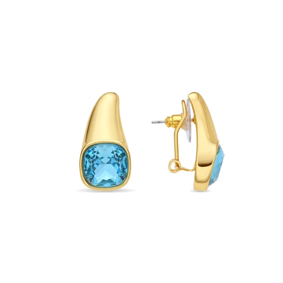 Pendientes de Cristal Azul acabado en oro amarillo de 18k - Ione