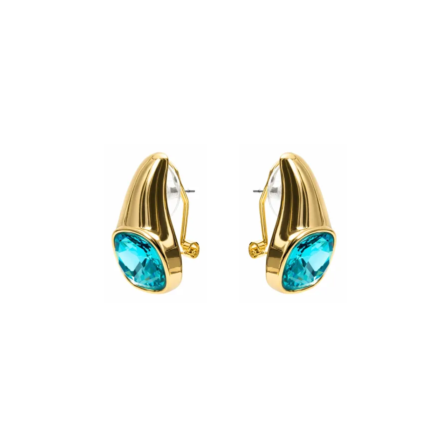 Pendientes de Cristal Azul acabado en oro amarillo de 18k - Ione