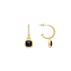 Pendientes de Cristal Azul Oscuro acabados en oro amarillo 18K - Darmix