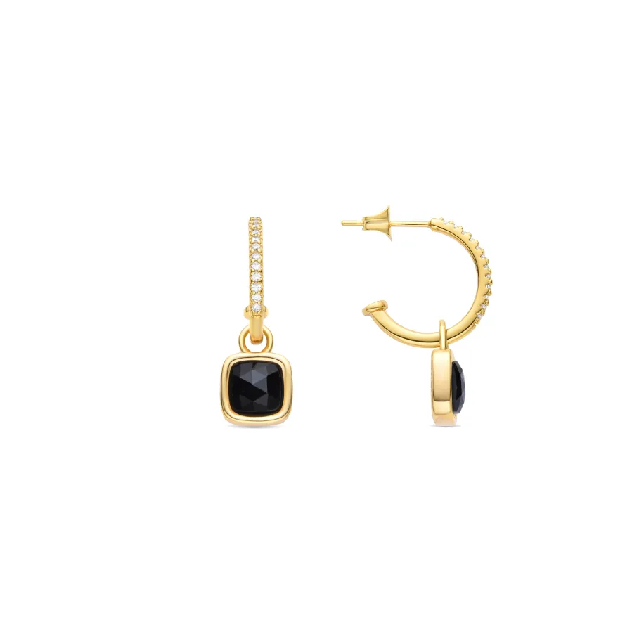 Pendientes de Cristal Azul Oscuro acabados en oro amarillo 18K - Darmix