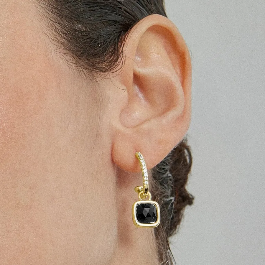 Pendientes de Cristal Azul Oscuro acabados en oro amarillo 18K - Darmix