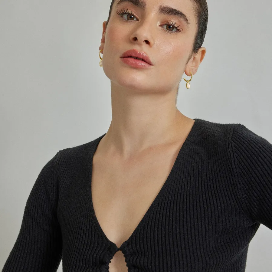 Pendientes de Cristal Blanco acabados en oro amarillo 18K - Nyahau