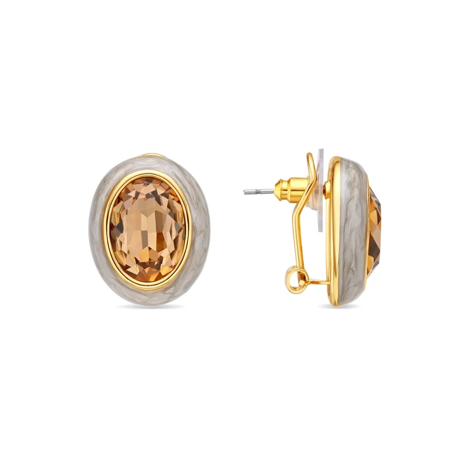 Pendientes de Cristal Marron acabado en oro amarillo de 18k - Amarke