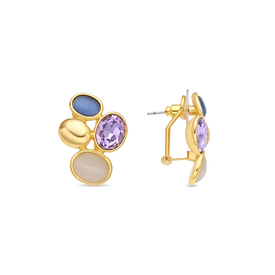 Pendientes de Cristal Morado acabado en oro amarillo de 18k - Sionu