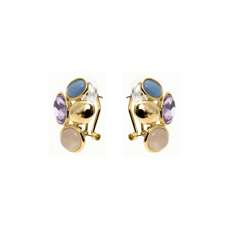 Pendientes de Cristal Morado acabado en oro amarillo de 18k - Sionu