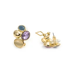 Pendientes de Cristal Morado acabado en oro amarillo de 18k - Sionu