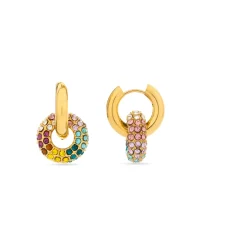 Pendientes de Cristal Multicolor acabados en oro amarillo 18K - Rawe