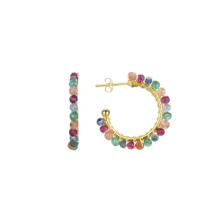 Pendientes de Cristal Multicolor acabados en oro amarillo 18K - Aiel