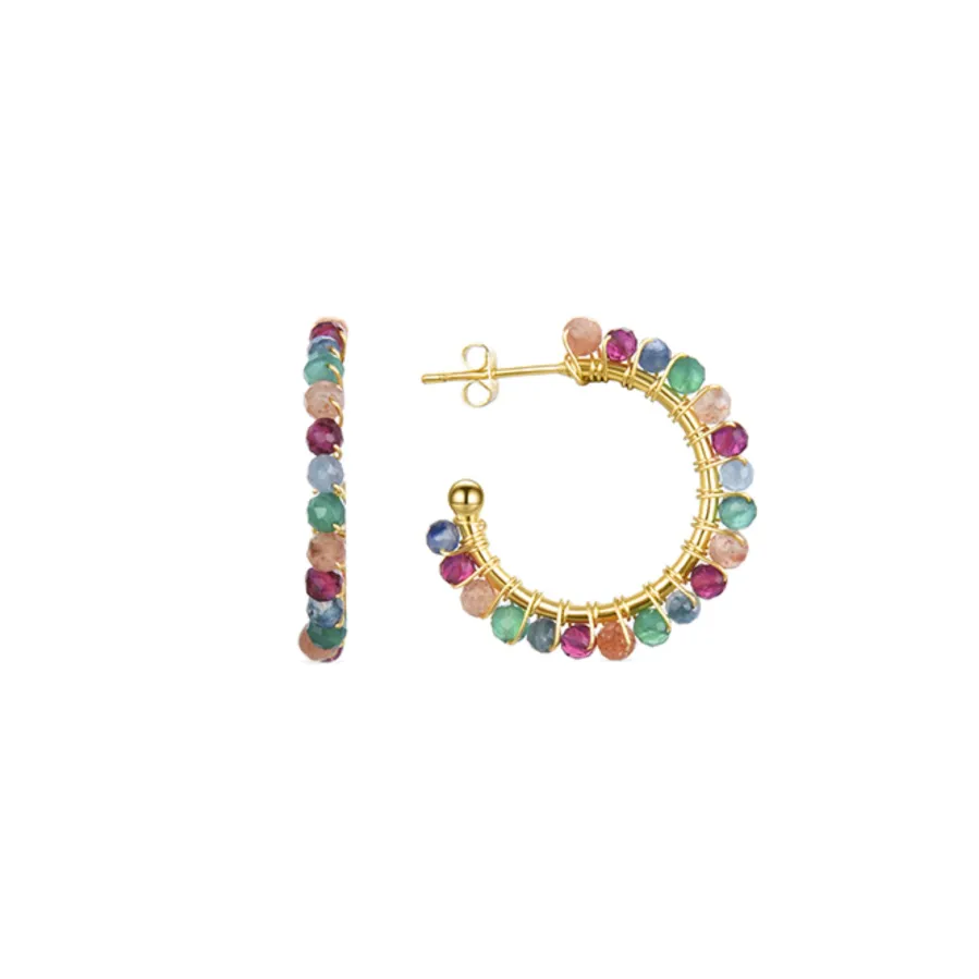 Pendientes de Cristal Multicolor acabados en oro amarillo 18K - Aiel