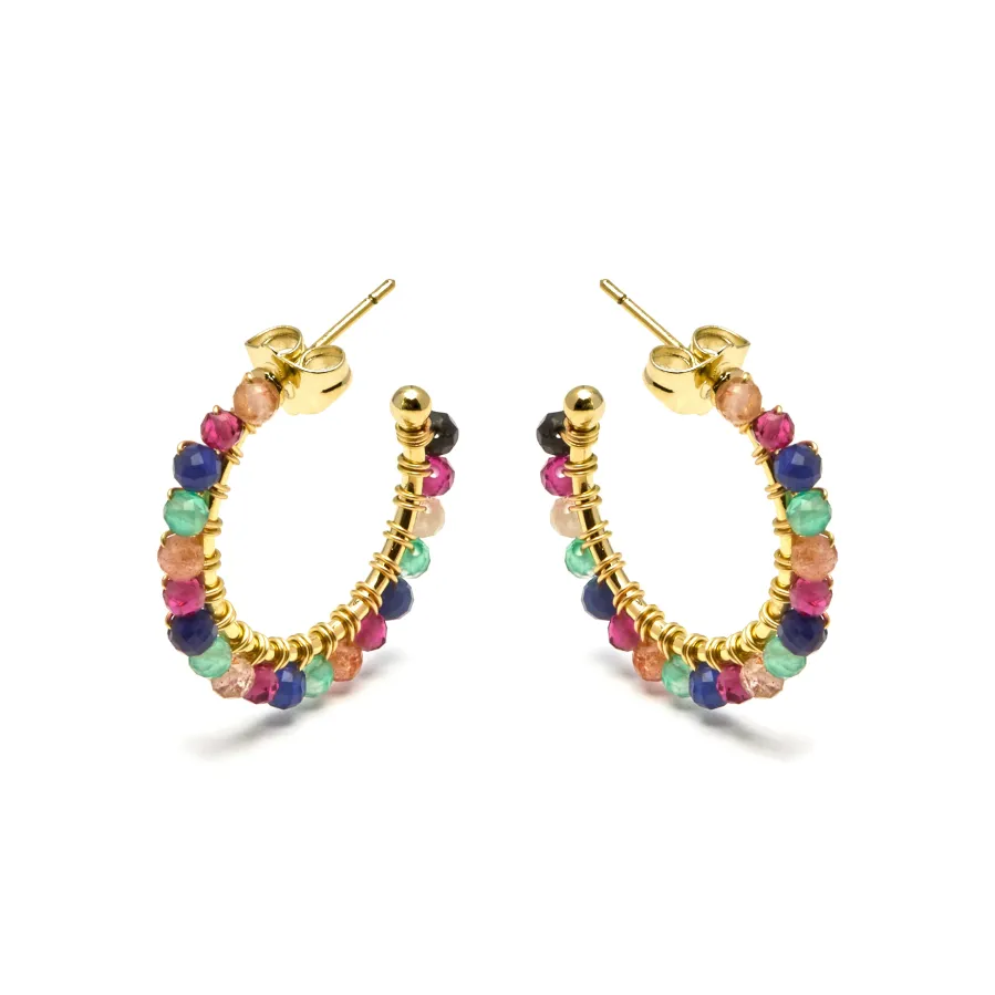 Pendientes de Cristal Multicolor acabados en oro amarillo 18K - Aiel
