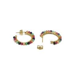 Pendientes de Cristal Multicolor acabados en oro amarillo 18K - Aiel