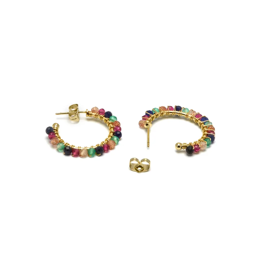Pendientes de Cristal Multicolor acabados en oro amarillo 18K - Aiel