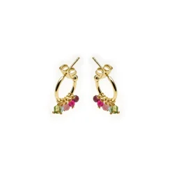 Pendientes de Cristal Multicolor acabados en oro amarillo 18K - Letaba