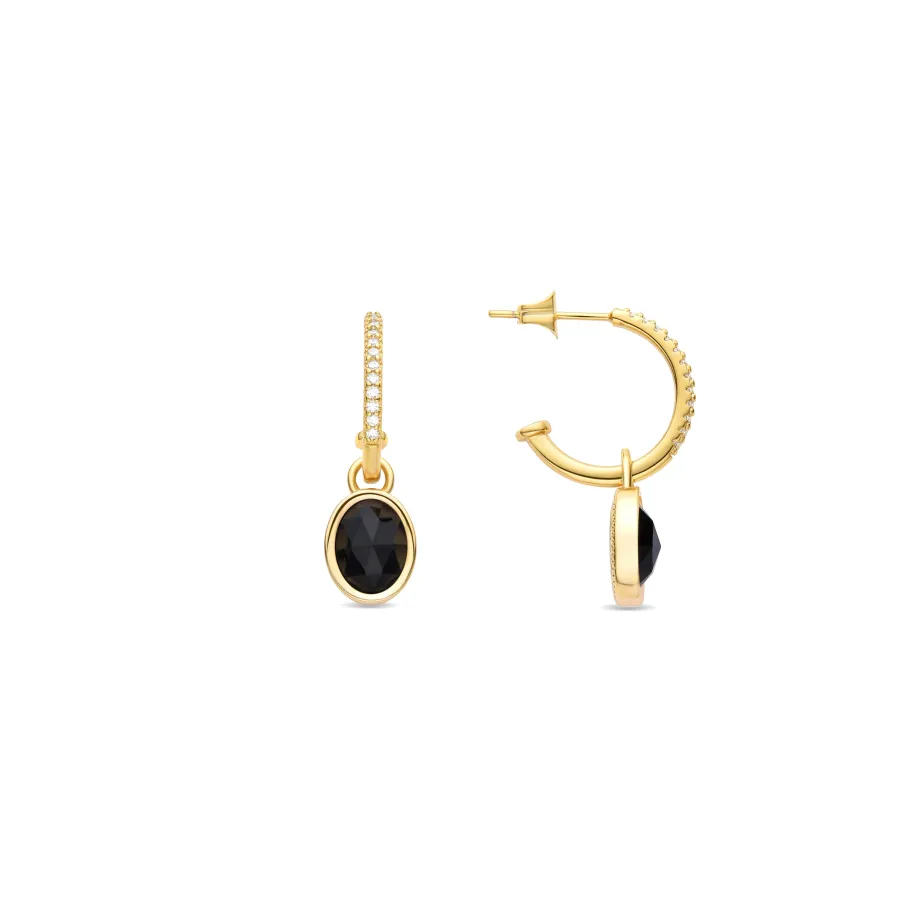 Pendientes de Cristal Negro acabados en oro amarillo 18K - Nyahau