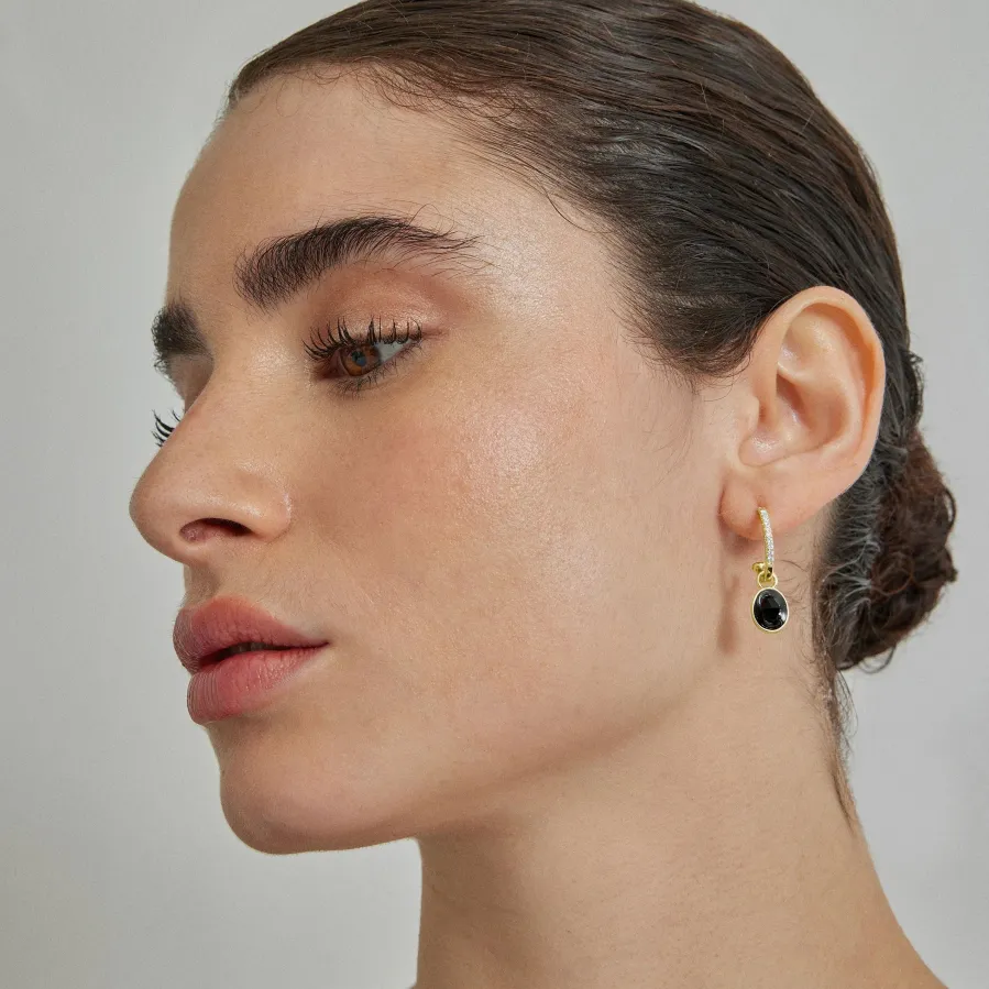 Pendientes de Cristal Negro acabados en oro amarillo 18K - Nyahau
