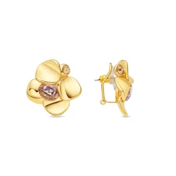 Pendientes de Cristal Rosa acabado en oro amarillo de 18k - Dilom