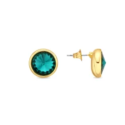 Pendientes de Cristal Verde acabado en oro amarillo de 18k - Ness