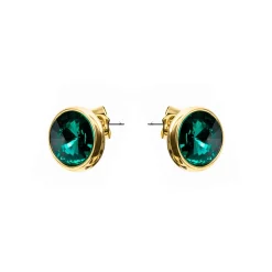 Pendientes de Cristal Verde acabado en oro amarillo de 18k - Ness