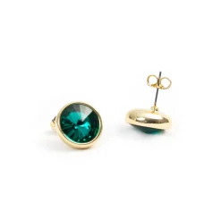 Pendientes de Cristal Verde acabado en oro amarillo de 18k - Ness
