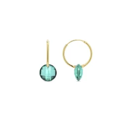 Pendientes de Cuarzo Hidrotermal Verde Paraiba acabado en oro amarillo de 18k - Jafam