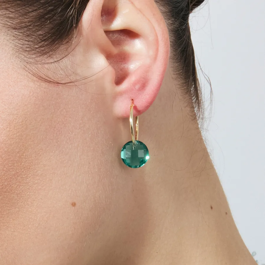 Pendientes de Cuarzo Hidrotermal Verde Paraiba acabado en oro amarillo de 18k - Jafam