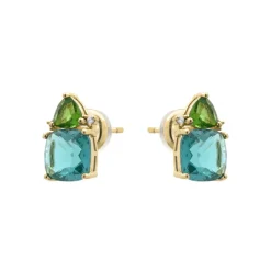 Pendientes de Cuarzo hidrotermal verde paraiba acabado en oro amarillo de 18k - Ilkan