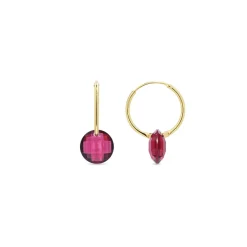 Pendientes de Cuarzo Hidrotermal Frambuesa acabado en oro amarillo de 18k - Jafam