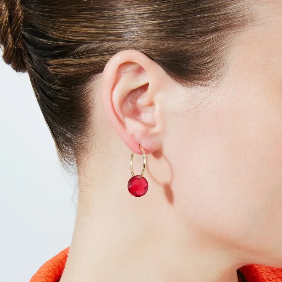 Pendientes de Cuarzo Hidrotermal Frambuesa acabado en oro amarillo de 18k - Jafam
