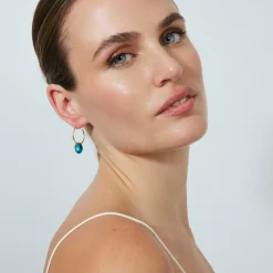 Pendientes de Cuarzo Hidrotermal Lapislazuli acabado en oro amarillo de 18k - Jafam