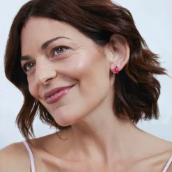 Pendientes de Cuarzo Hidrotermal Rosa acabado en oro amarillo de 18k - Ilkan