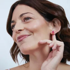 Pendientes de Cuarzo Hidrotermal Rosa acabado en oro amarillo de 18k - Ilkan