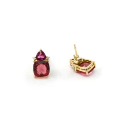 Pendientes de Cuarzo Hidrotermal Rosa acabado en oro amarillo de 18k - Ilkan