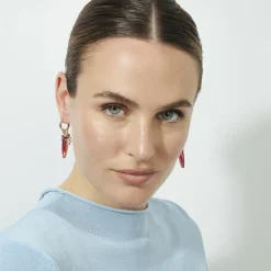 Pendientes de Cuarzo Hidrotermal Cereza acabado en oro rosa de 18k - Girls