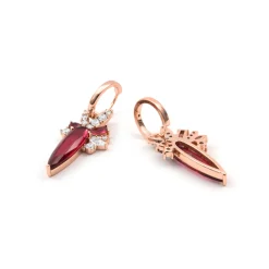 Pendientes de Cuarzo Hidrotermal Cereza acabado en oro rosa de 18k - Girls