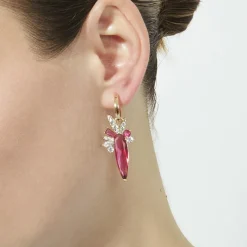 Pendientes de Cuarzo Hidrotermal Cereza acabado en oro rosa de 18k - Girls