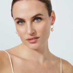 Pendientes de Cuarzo Hidrotermal Champagne acabado en oro amarillo de 18k - Jafam