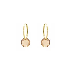 Pendientes de Cuarzo Hidrotermal Champagne acabado en oro amarillo de 18k - Jafam
