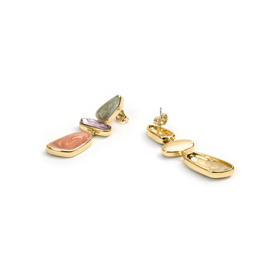 Pendientes de Lacado Multicolor acabado en oro amarillo de 18k - Wiso
