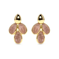Pendientes de Lacado Rosa acabado en oro amarillo 18k - Pasba