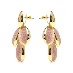 Pendientes de Lacado Rosa acabado en oro amarillo 18k - Pasba