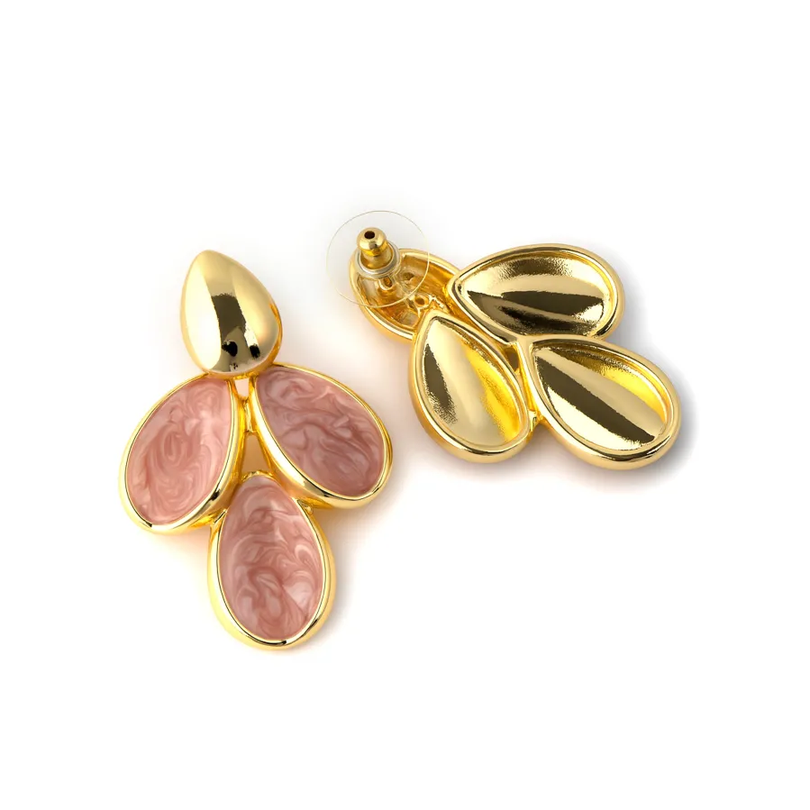 Pendientes de Lacado Rosa acabado en oro amarillo 18k - Pasba