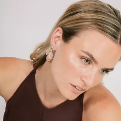 Pendientes de Lacado Rosa acabado en oro amarillo 18k - Pasba