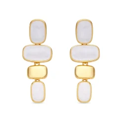 Pendientes de Madreperla Blanca acabado en oro amarillo de 18k - Natha