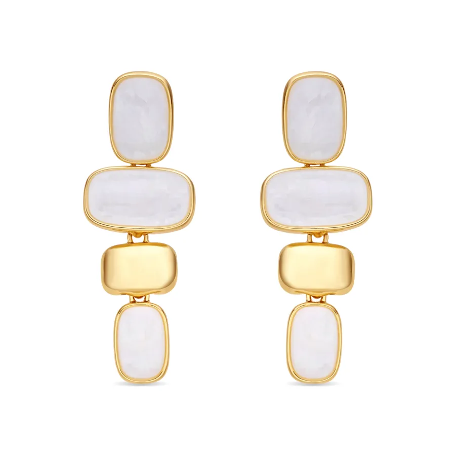 Pendientes de Madreperla Blanca acabado en oro amarillo de 18k - Natha