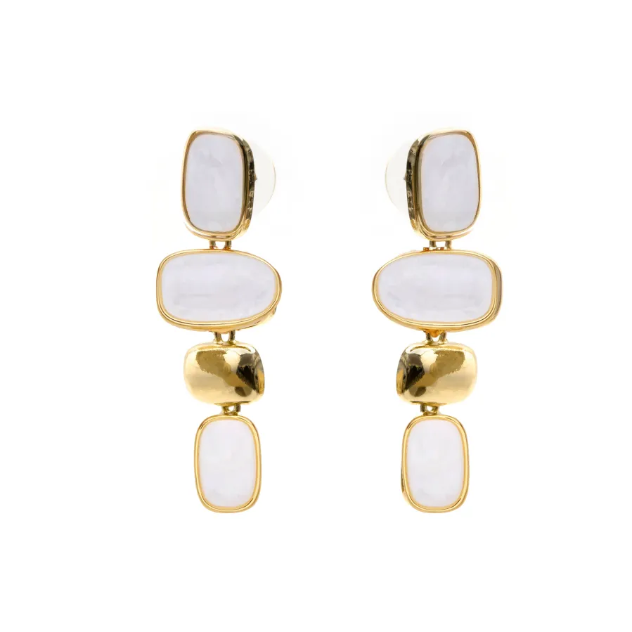 Pendientes de Madreperla Blanca acabado en oro amarillo de 18k - Natha