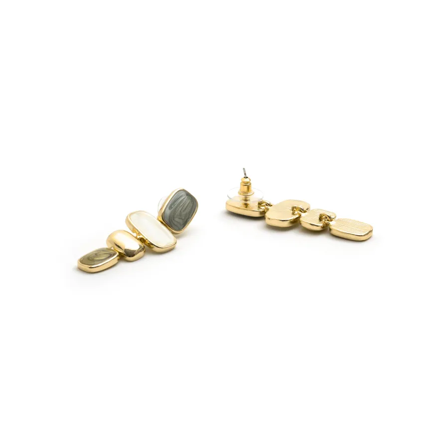 Pendientes de Madreperla Blanca acabado en oro amarillo de 18k - Natha